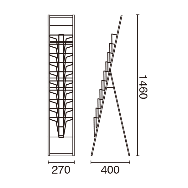 カタログスタンド A4 10段 1列 スタンド看板 マガジンラック ｜ 商品