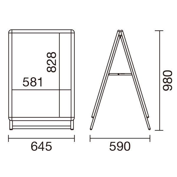グリップA® A1 ロータイプ 両面 シルバー A型看板 スタンド看板