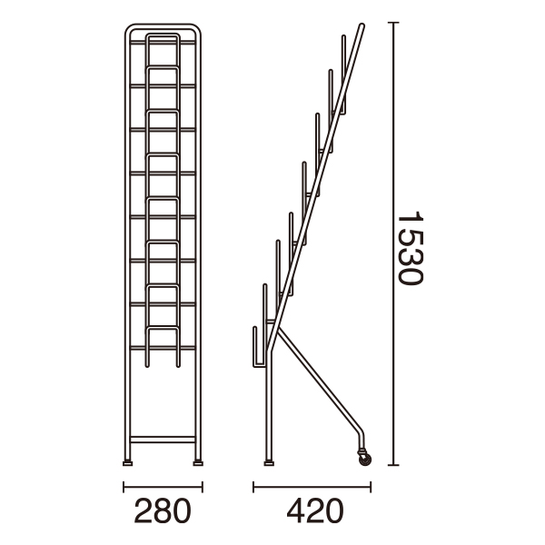 カタログスタンドホワイト A4 1列7段キャスター付 3枚目
