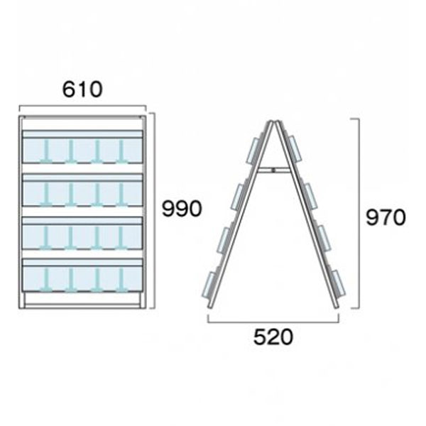 パンフレットケーススタンド600 4段両面ロー 2枚目